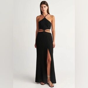 PEARL‎ & CAVIAR Black Cut Out maxi Dress cotton viscose blend size xs/small sexy